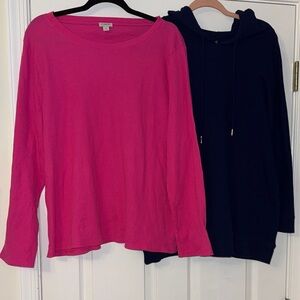 Thermal Waffle Knit Long sleeve Shirts Pink and Navy blue